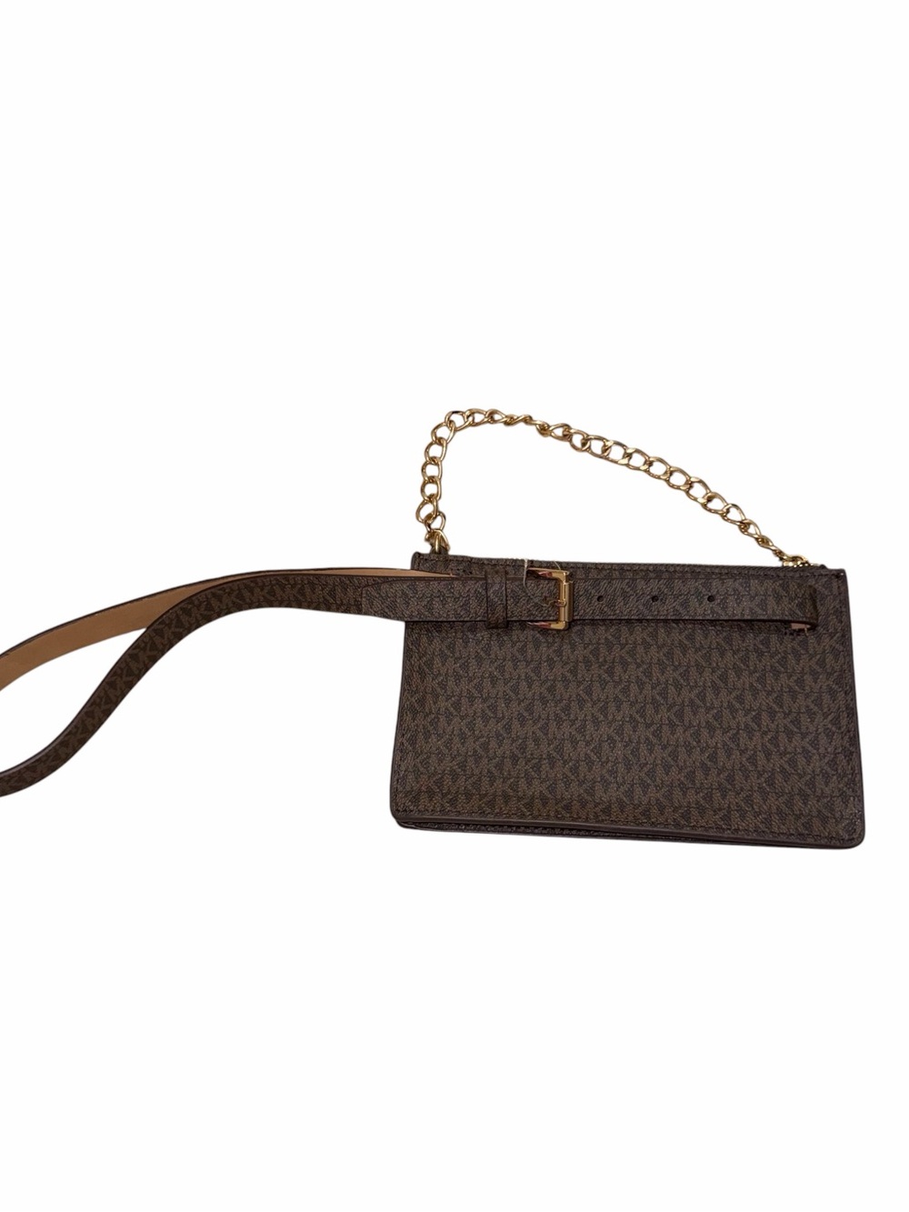 Michael Kors Brown Signature Monogram Belt Bag with Gold Chain - Picture 5 of 7